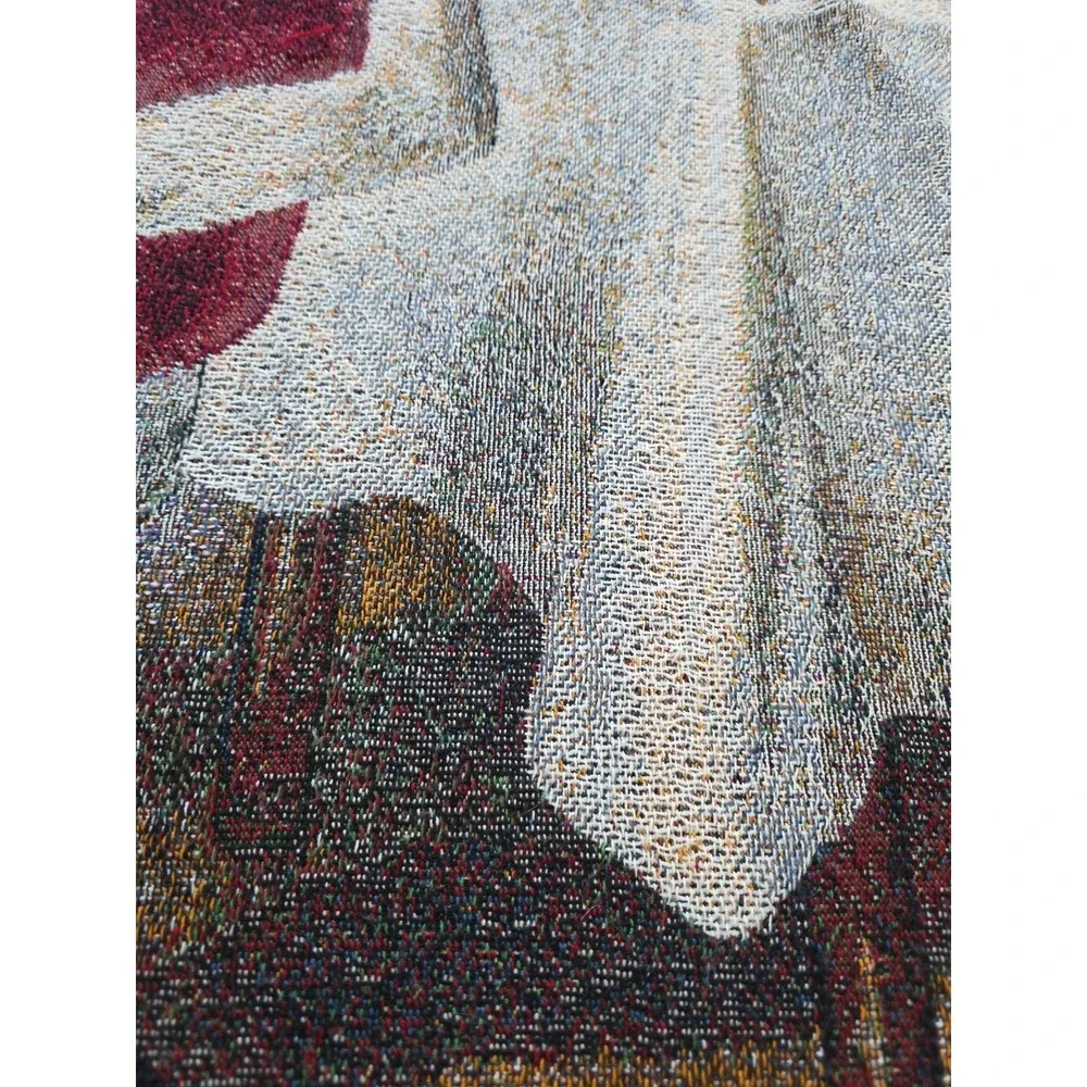 Vintage Martha Stewart Christmas Tapestry Throw Blanket Santa Claus 140